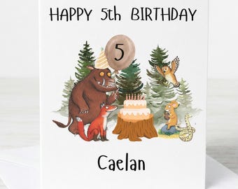 Carte d'anniversaire personnalisée gruffalo, carte d'anniversaire grufflo,