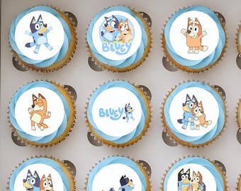 Décoration de gâteau comestible bleu, décoration de cupcake bleu, décoration de gâteau d'anniversaire, impression comestible