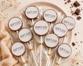Sucettes au chocolat personnalisées, sucettes au chocolat d'affaires, sucettes d'anniversaire personnalisées