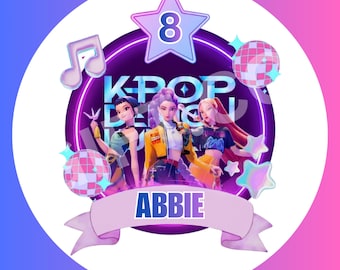 Adesivi personalizzati per feste a tema K-Pop Demon Hunters / Adesivo di compleanno ispirato a Huntrix / Coni di caramelle / Sacchetti regalo e bomboniere k pop