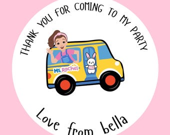 Stickers personnalisés anniversaire Mme Rachel, merci d'être venu à ma fête, autocollants cône sucré, autocollants pour sac de fête