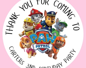 Personalised children's party bag stickers, sweet cone stickers, thank you for coming party stickers,  circle stickers