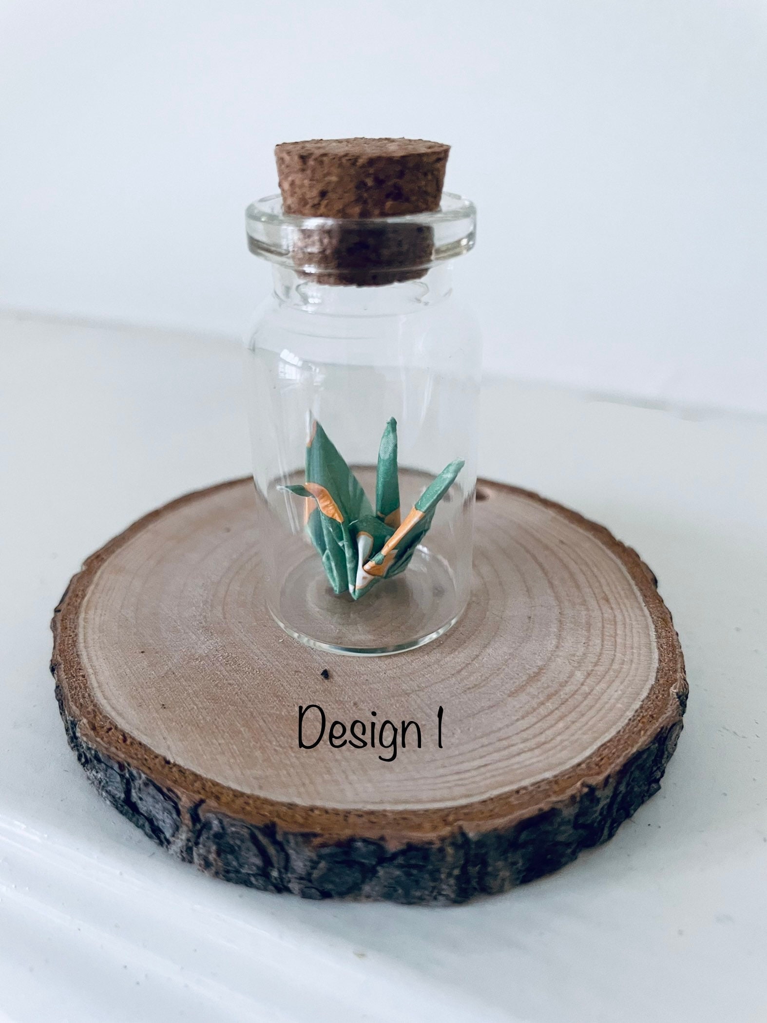 146 or 12 Tiny Origami Paper Crane in Glass Bottle with Cork Etsy