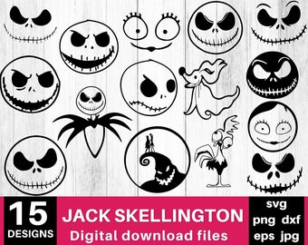 Pacote SVG Jack & Sally: Designs de Halloween (Download digital)