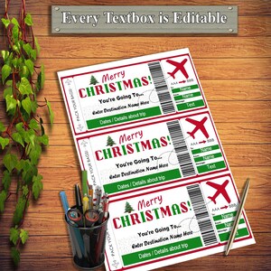 Editable Boarding Pass Template Christmas Surprise Gift Plane Ticket ...