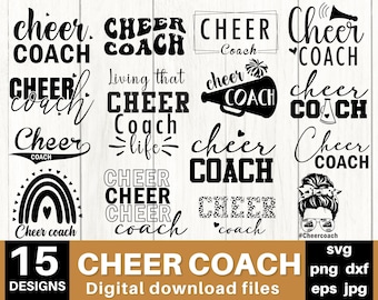 Pacote SVG de treinador de torcida: designs de líderes de torcida (download digital)