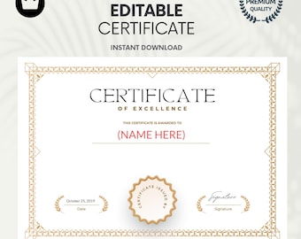 Customizable Diploma Template: Homeschool, Graduation (Digital Download)