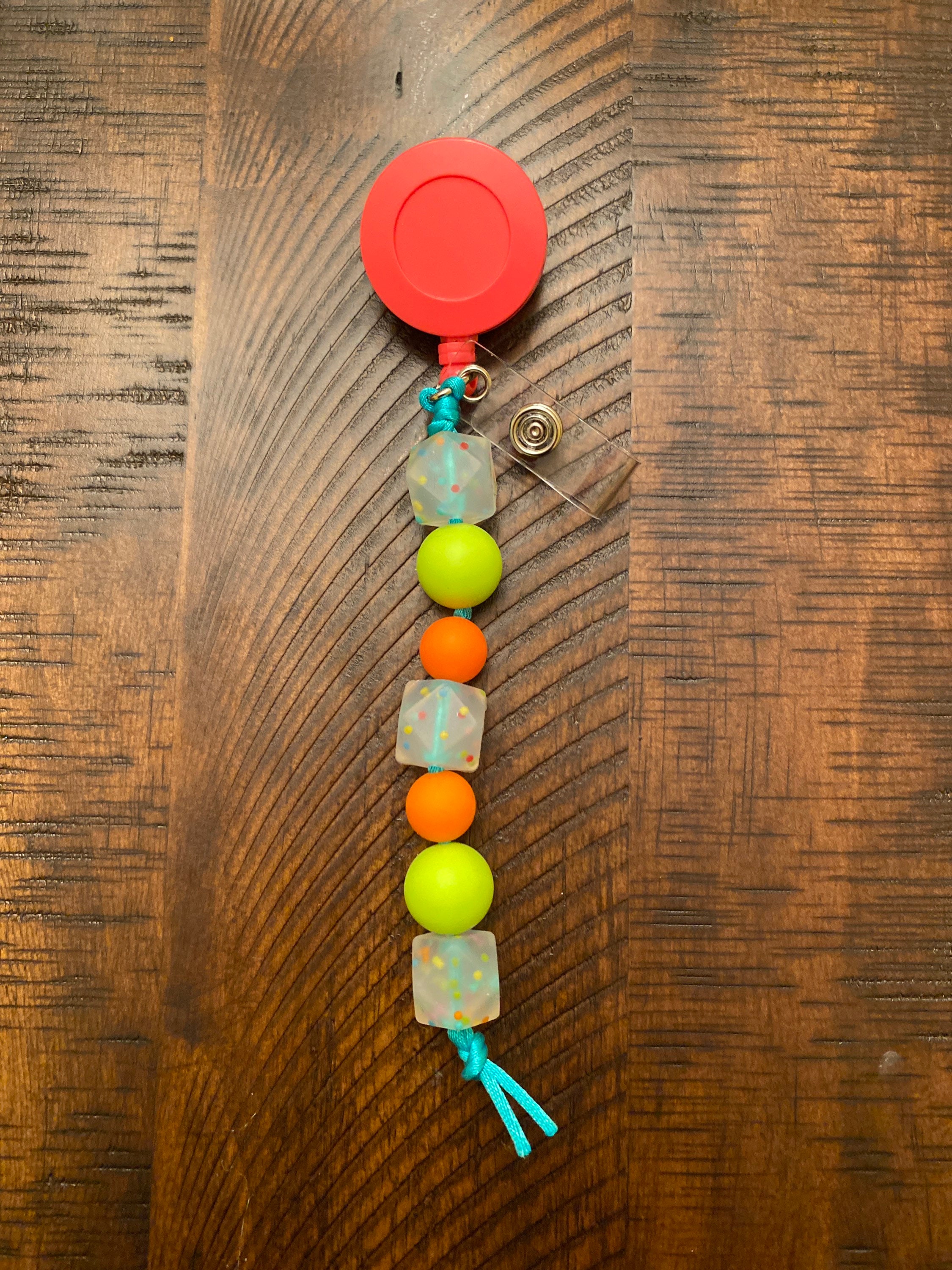 Clear Confetti Silicone Bead Badge Reel Etsy