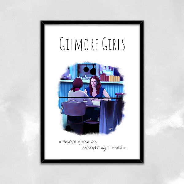 Affiche inspirée série TV Gilmore Girls Lorelai Rory Luke Café citation