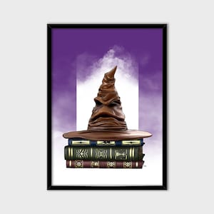 Poster goochelaar magische hoed grimoire digitaal schilderen