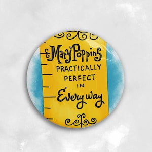 Badge inspired by the film Mary Poppins 1964 Disney Julie Andrews tape measure