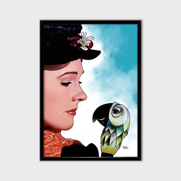 Mary Poppins Disney inspired poster parrot umbrella