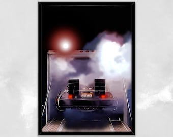 Inspirowany rysunek Powrót do przyszłości Robert Zemeckis DeLorean Doc Christopher Lloyd Retro OUTATIME