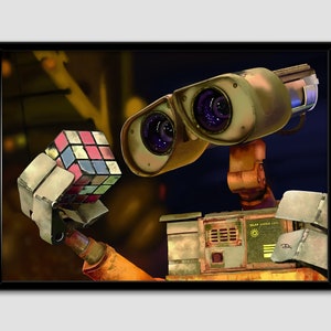 Poster ispirato al film d'animazione Wall-e degli studi Pixar Disney Il cubo di Rubik