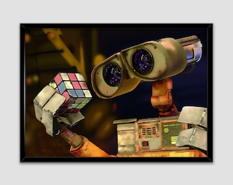 Plakat inspirowany filmem animowanym Wall-e ze studia Pixar Disney Kostka Rubika