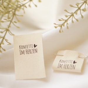 Set of 3 cotton labels "Confetti in the heart"