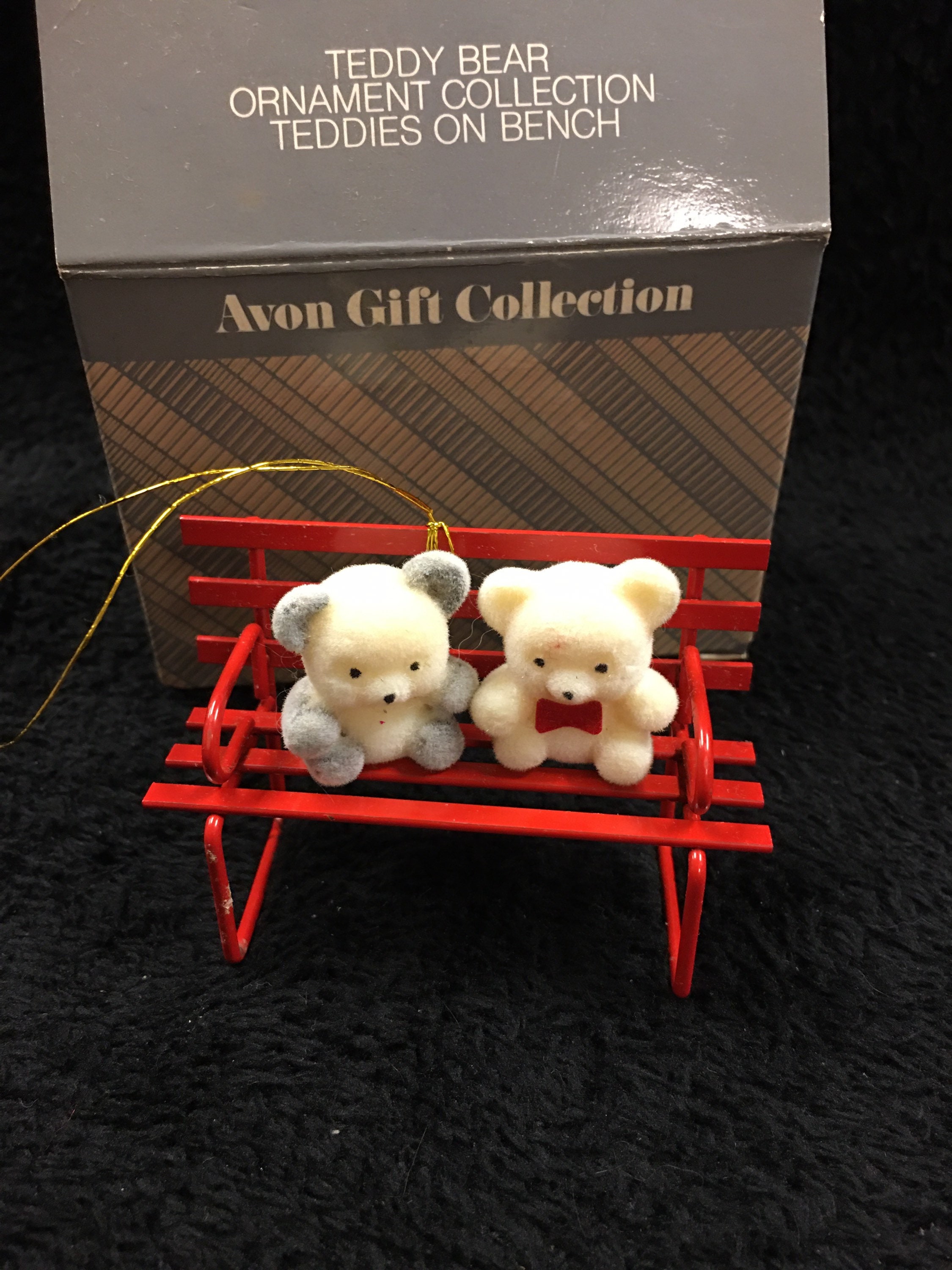 Vintage Avon TEDDY BEAR Ornament BENCH Etsy
