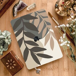 Giant Tropical Twig Leaves Modern Art Printed Hard Case Aesthetic Neutral Rubberized Cover for MacBook Pro 13 14 16 15 Air 11 12 Laptop