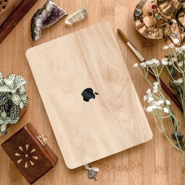 Seamless Natural Wood Vein Background Realistic Design Printed Hard Case Rubberized Cover for MacBook Pro 13 14 16 Touch 15 Air 11 12 Laptop