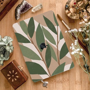 Green Ornament Twig Leaves Seamless Printing Hard Case Brown Botanic Leaf Rubberized Cover for MacBook Air 13 Pro 14 2025 Pro 16 15 Laptops