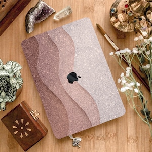 Shiny Starry Glitters Minimal Gradual Waves Sparkle Rough Front Case +Matte Bottom Cover +Keyboard Skin for MacBook Air Pro 13 16 15 M4 2025