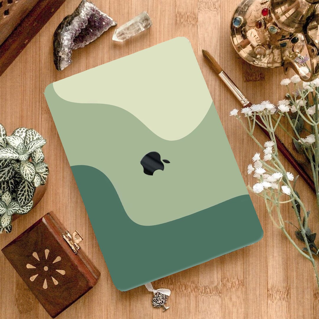Green Waves MacBook Case, Pastel Rubberized Cover - Etsy