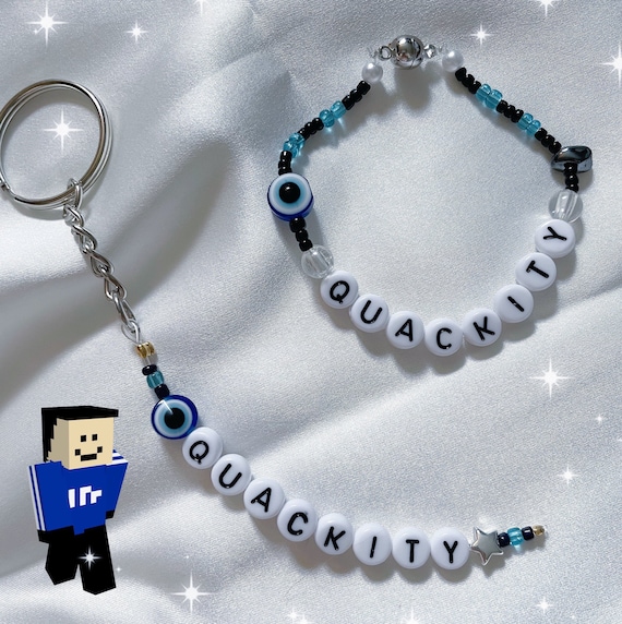 Quackity beaded bracelet or keychain // MCYT // DreamSMP // Etsy