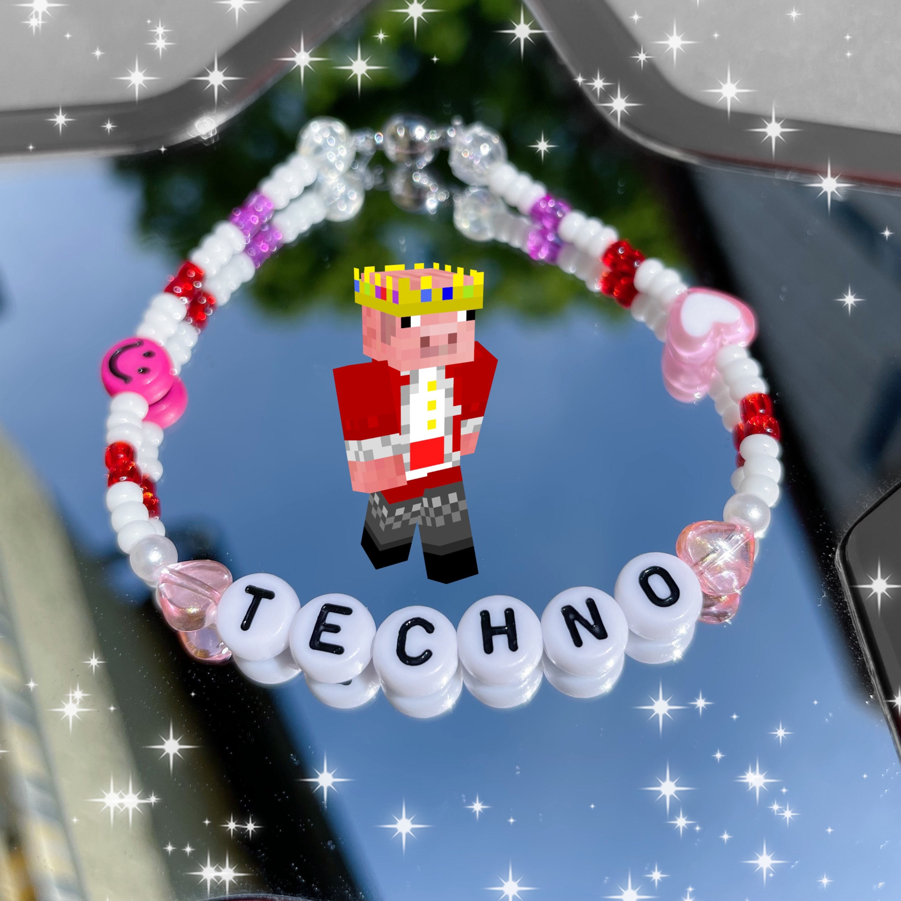 Techno / Technoblade beaded bracelet or keychain / MCYT // Etsy