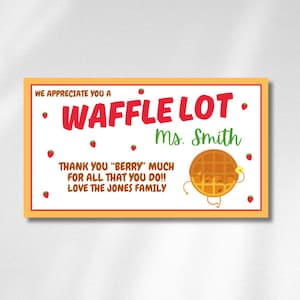 Appréciation du professeur Waffle Berry - Imprimable | Étiquette-cadeau | Modèle de toile modifiable | Merci carte d'étiquette | Étiquette cadeau pour professeur | Étiquette de faveur