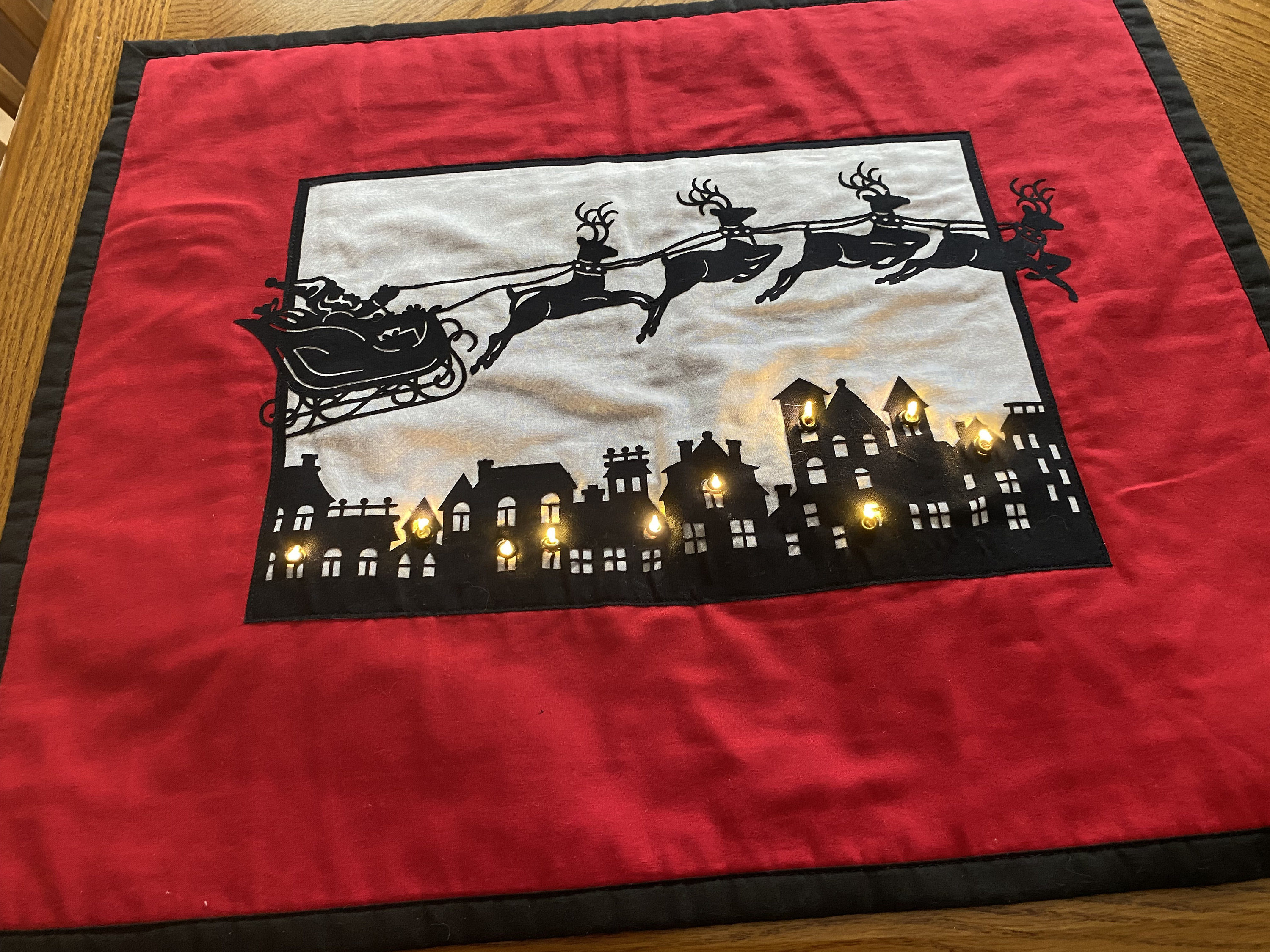 Lighted Santa and Reindeer Wall Hanging Etsy