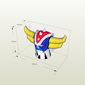 Grendizer - Goldorak Head Sculpture Paper 3D DIY papercraft, Sculpture murale en carton: Modèle PDF