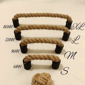 Rustic JUTE ROPE Handle Home decor drawer pull image 2