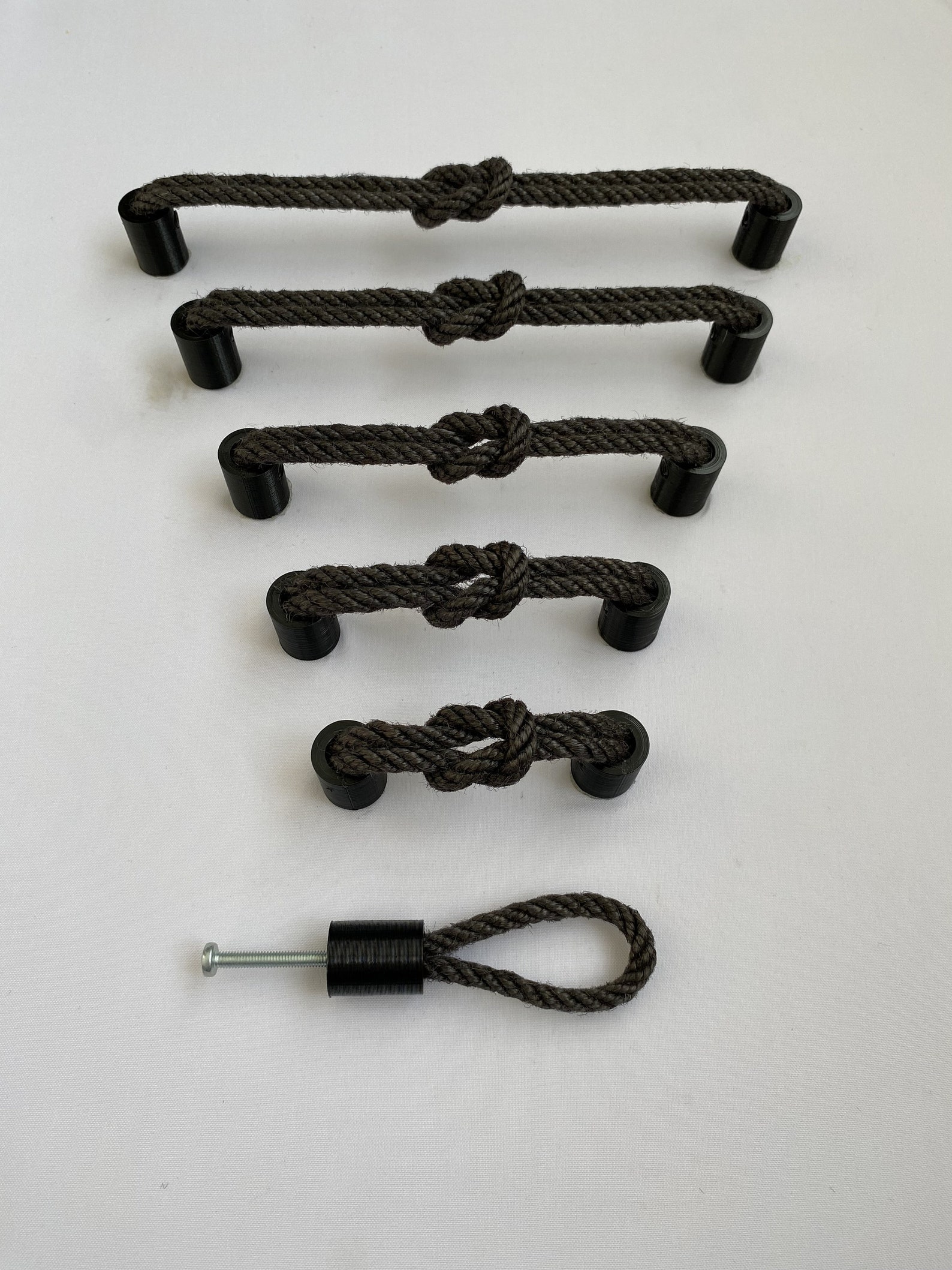 Small Rope Handles Rustic JUTE ROPE Handle -- Home Decor Drawer Pull Ring Anthracite Black ...