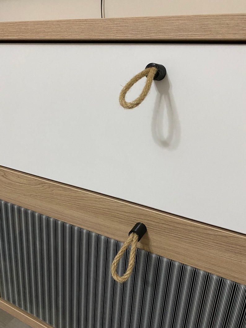 Rustic JUTE ROPE Handle -- Home decor drawer pull image 2