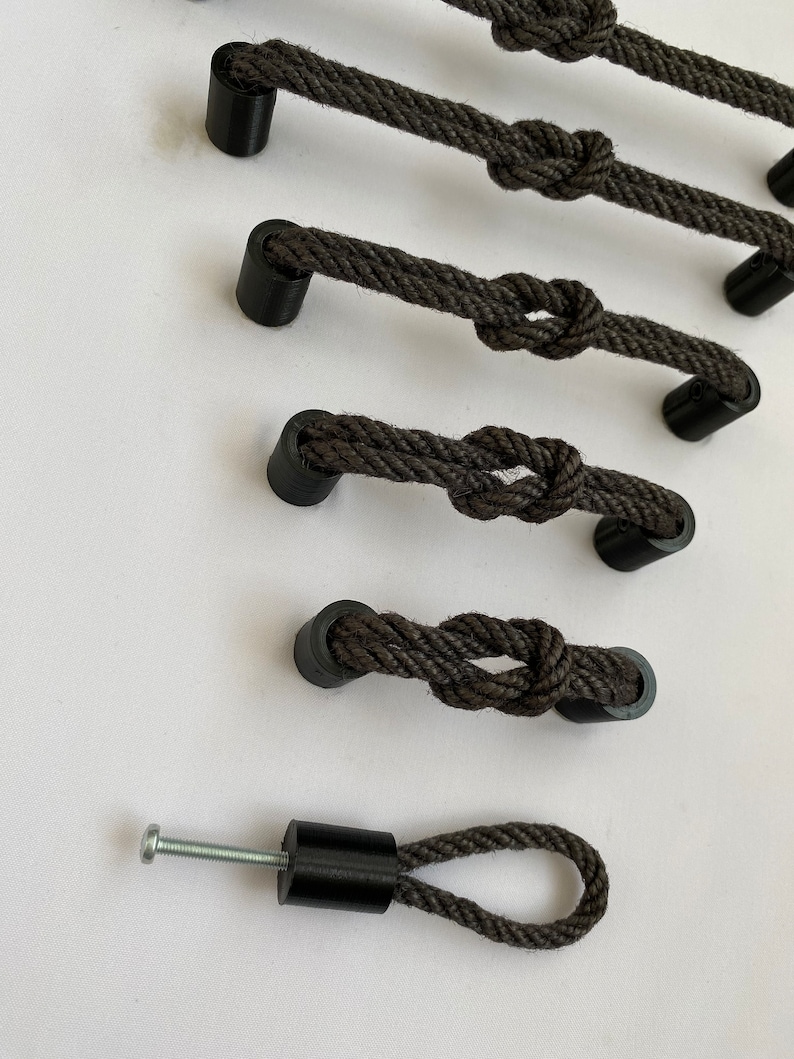 Rustic JUTE ROPE Handle -- Home Decor Drawer Pull Ring Anthracite Black ...