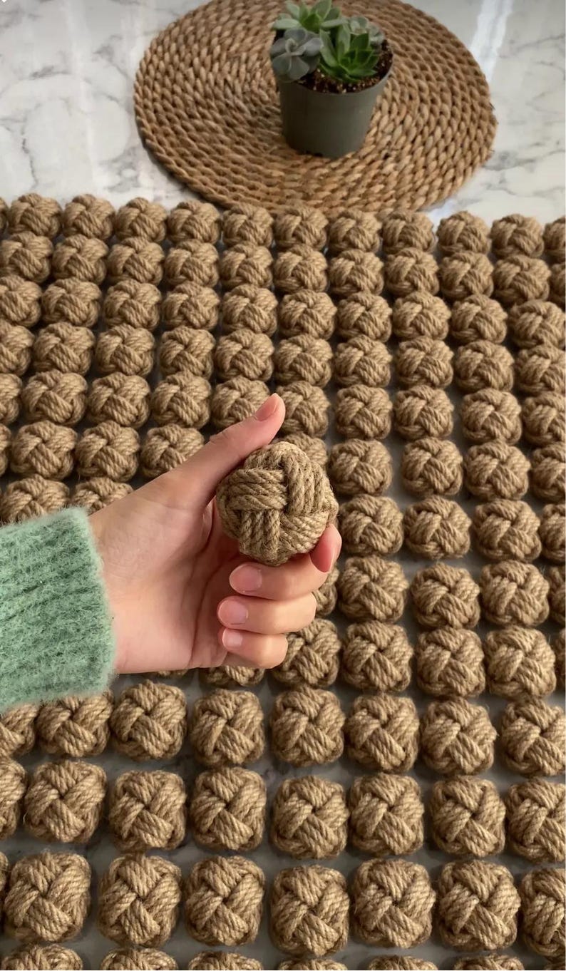 Handgefertigte Schubladenknäufe aus Juteseil - Boho Weidenschrankbeschläge, rustikale Möbelgriffe Bild 3