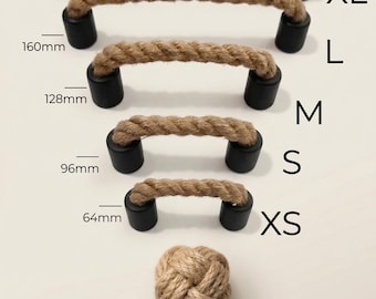 Poignée rustique en CORDE DE JUTE -- Poignée de tiroir pour décoration d'intérieur
