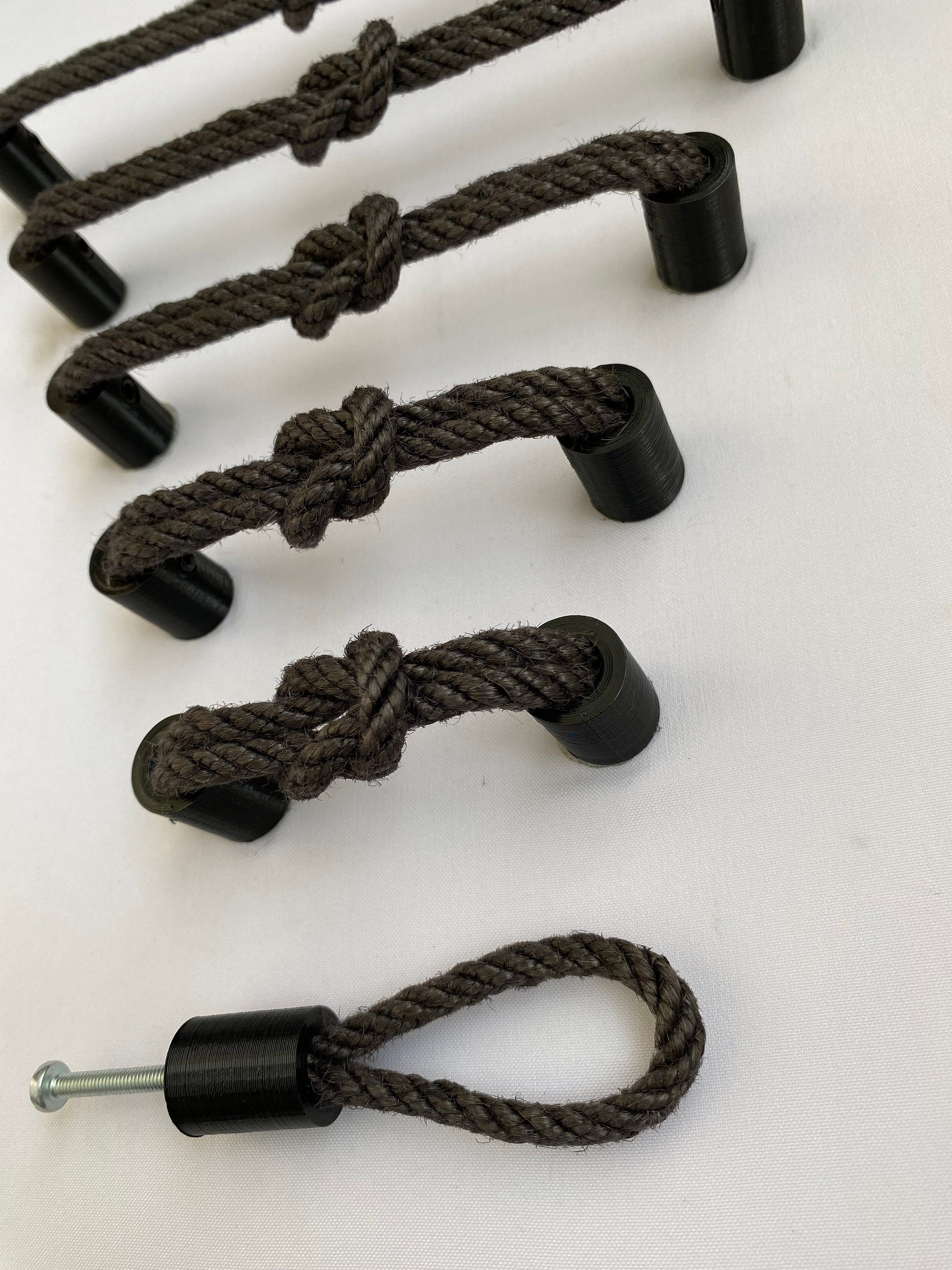 Small Rope Handles Rustic JUTE ROPE Handle -- Home Decor Drawer Pull Ring Anthracite Black ...