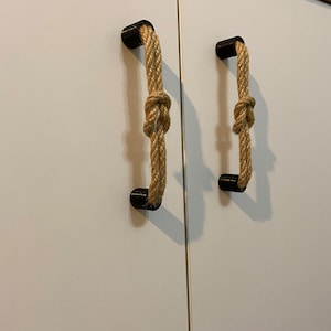 Rustic JUTE ROPE Handle -- Home decor drawer pull image 4
