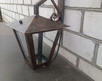Handcrafted Rustic Bronze Wall Lantern: Vintage Outdoor Porch Light