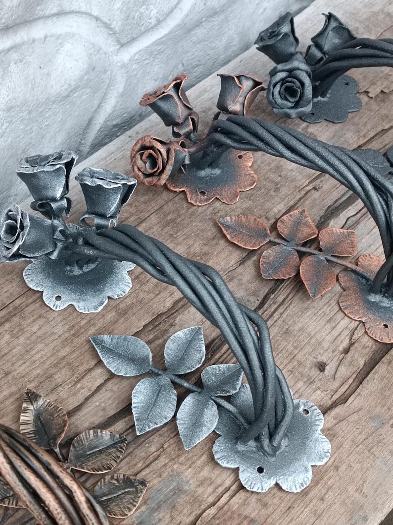 wrought-iron-door-handle-with-roses-hand-forged-floral-pull-handle