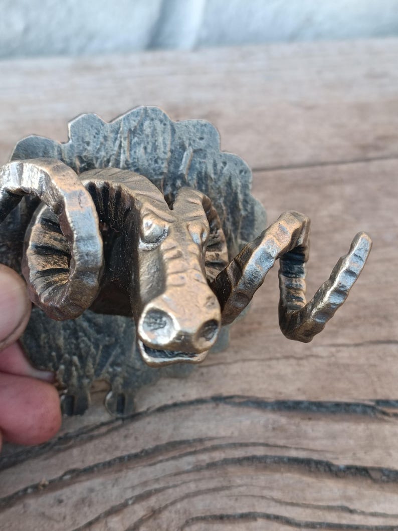Hand Forged Ram Head Wall Hook: Rustic Wrought Iron Key Holder - Etsy