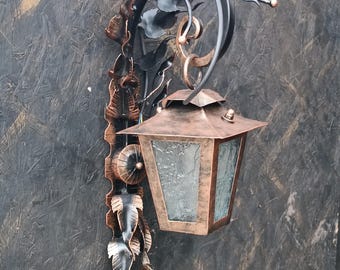 Handmade Wrought Iron Wall Sconce, Rustic Outdoor Lantern, Vintage Forged Light