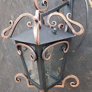Forged lantern,Handmade Wrought Iron Wall Lantern, Vintage Outdoor Light for Garden or Home