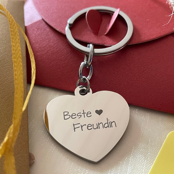 Beste Freundin  - Elegante Schlüsselanhänger mit rundem Edges, elegante Geschenk Verpackung - Geschenk für Freundin