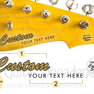 CUSTOM Vintage 50s Style Guitar and Bass Waterslide Headstock Decals (Many colors to choose from)