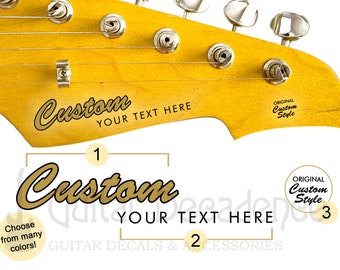 CUSTOM Vintage 50s Style Guitar and Bass Waterslide Headstock Decals (Many colors to choose from)