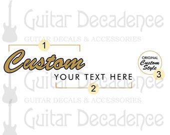 CUSTOM Vintage 50s Style Gitarre und Bass Waterslide Headstock Aufkleber (viele Farben zur Auswahl)