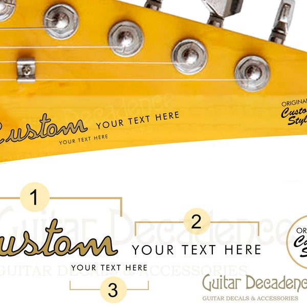 CUSTOM Spaghetti Vintage Guitar and Bass Waterslide Headstock Decals