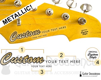 METALLIC Silk Screen Printed Guitar Waterslide Headstock Decals